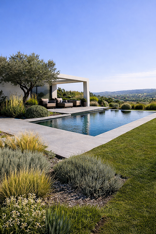 Création de jardin paysager et conception paysagère par Mediteo dans le Var